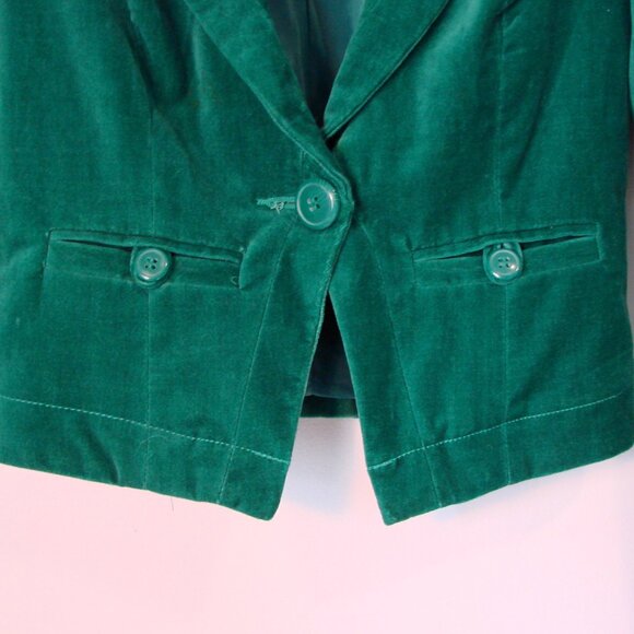 Velvet Green Jacket Blazer Vero Moda Single Breast Whimsigoth Size 34 XS Small - Picture 6 of 16